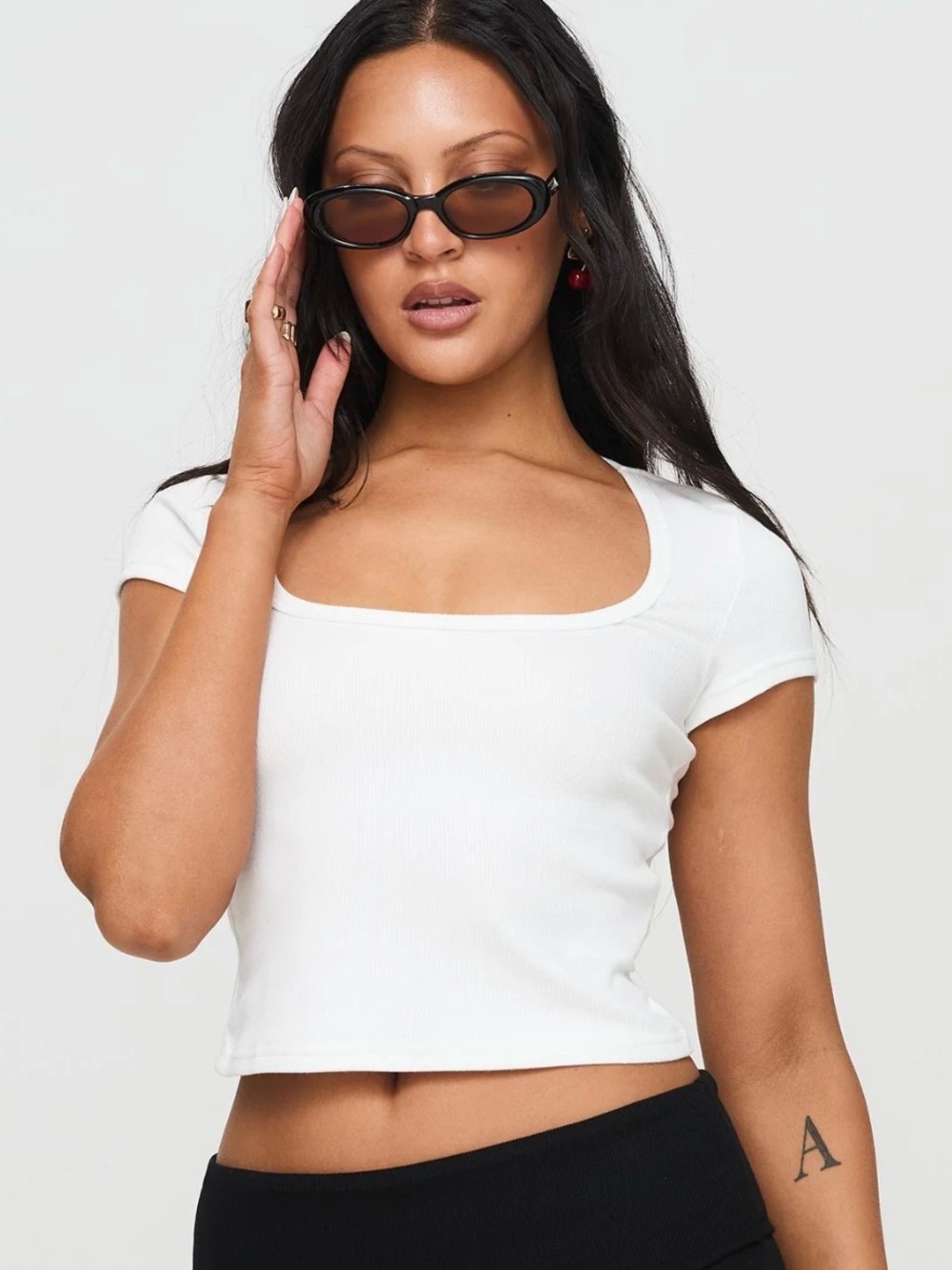 Hollister White Square Neck Crop Top - L